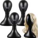 Leinuosen 4 Pcs 16 Inch Professional Mannequin Head Plastic, Realistic Durable Women Model Torso Styling for Wig, Making Styling, Hat, Mask, Headdress, Jewelry, Sunglasses Decor (Black)