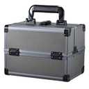 Joligrace Makeup Train Case Makeup Case Organizer Portable Cosmetic Box Storage with 2 Trays Mirror Locking with Keys Make Up Travel Case Nail Kits Traveling Makeup Box Iron Grey