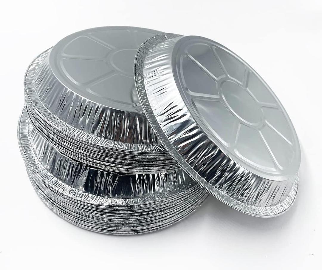 50pcs Disposable Aluminum Round Foil Baking Tins, 9 inch, Silver