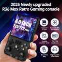 R36MAX Retro Handheld Game Console, 4.0" IPS Screen Retro Gaming Console, 128GB TF Card, 30+ Mainstream Emulators, 22,000+ Classic Games, Open Source Linux System, 4000mah Battery Black