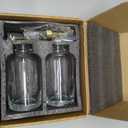 Molimoli Syrup Dispenser for Coffee Bars, Glass Syrup Bottle w. Pump, 16.9 oz 500 ml, Set of 2, Gold Upgraded Dispenser