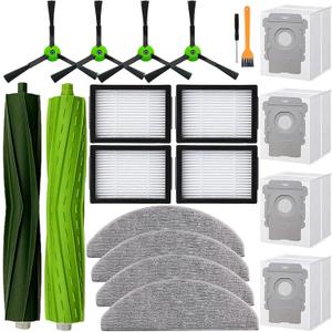 Replacement Parts Accessories for iRobot Roomba Combo i5, i5+, j5, j5+ Robot Vacuum Cleaner, 1 Set of Roller Brush & 4 Filters & 4 Mop Pads & 4 Vacuum Bags & 4 Side Brushes