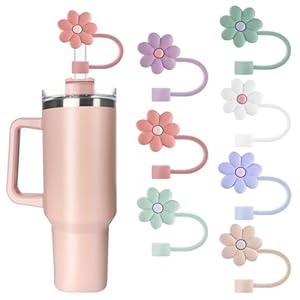 7Pcs 0.4in/ 10mm Diameter Silicone Straw Covers Cap Compatible with Stanley 20 30&40 Oz Cup, Straw Toppers for Stanley 40 Oz Tumbler with Handle, Dust-Proof Straw Caps for Water Bottle