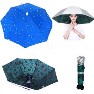 2 PCS Umbrella Hat for Adult,36.2" Diameter Fishing Umbrella Hat Folding Adjustable Sun Rain Cap, Oversize Waterproof UV Protection Fishing Headwear for Outdoor Party Beach Hiking