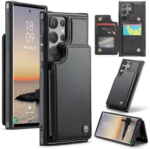 Bemal for Samsung Galaxy S25 Ultra Wallet Case with Card Holder, RFID Blocking, Shockproof Leather Kickstand for Men and Women, Durable Protective Phone Cover for 6.9", Black