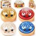 Dumpling Squishy 4 Pack, Dumpling Squishies Fidget Sensory Toys, Colorful Dumplings Stress Balls for Anxiety Relief, Bao Bun Squishy for Kids Adults Presents