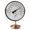 Foxyoo 4-Inch Indoor Thermometer and Humidity Gauge, Room Analog Temperature and Humidity Monitor, Dual Scale Display, Brass Dial with Stand, Battery-Free for House, Home, Desk, Bedroom, Garage, RV