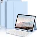 Keyboard Case for iPad (A16) 11th Gen 11 Inch 2025, iPad 10th Generation 10.9 Inch 2022, Detachable Wireless Bluetooth Keyboard with Built-in Left Side Pencil Holder (Sky Blue)