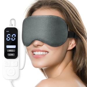 Heated Eye Mask, Warm Eye Compress Mask, USB Electric Eye Heating Pad with Temperature & Timer Control, Dry Eye Mask for Dry Eyes Blepharitis Sinus Migraine Stye MGD Puffiness Gray
