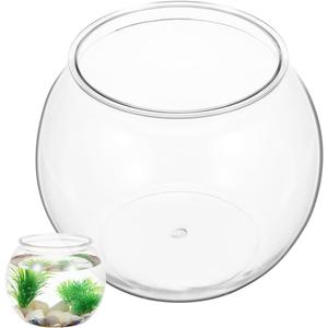 VILLCASE 1.5 Gallon Clear Plastic Fish Bowl Small Round Desktop Fish Tank Ornamental Tank for Home Office Garden Decoration Shatter Resistant Aquarium