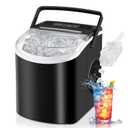 Countertop Ice Maker, Portable Ice Machine with Handle, Self-Cleaning, 26lbs in 24Hrs, 2 Sizes Bullet Shaped Ice, 9 Ice Cubes in 6 Mins with Scoop and Basket for Home/Kitchen/Office/Bar (Black)