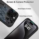 OOK Case Fit for iPhone 15 Pro Max 6.7 Inch (Compatible with MagSafe) Gray Floral Flowers Soft TPU and Hard PC Phone Cover with Kickstand Anti-Scratch Shockproof Protection Magnetic Case for Women