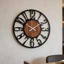 Industrial Wood Metal Cutout Numeral Silent Wall Clock, 16in