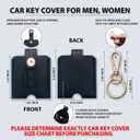 Leather Keys Sleeve for Broken Car Key Loop Replacement - Cute Keychain Cover - Protector, Holder for Men & Women (Large-black03)