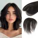 S-noilite Hair Toppers for Women Real Human Hair,10Inch Human Hair Topper no Bangs 8X11CM Lace Base Clip in Topper Hairpieces for Women Daily Wear Black