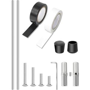 6 ft Aluminum Color Guard Flag Pole with Weight, 2 * 3-ft Color Guard Pole, Can Be Used Alone 3ft, with Plastic Black End Cap Tips and Tape for Standard Lightweight Practice Pole Flags