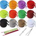 Sweatshirt Drawstring Replacement - 24Pcs Premium Hoodies Drawstring in 12 Colors, Hoodie Strings with 3Pcs Drawstring Threader for Pants Shorts (48In Long) (51pack)