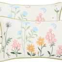 Floral Pillow Covers 12 x 20 Pack of 2 Vintage Butterfly with Flowers Embroidered Throw Pillow Covers Farmhouse Pillow Cushion Case Spring Summer Decorative Pillowcases Oblong Decor Pillow Case