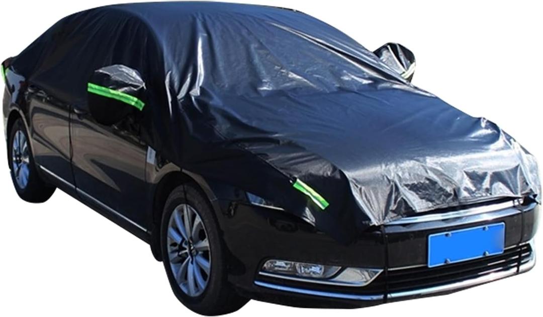 Car Half Cover, Oxford Summer Rainproof Sunshade Cover, All-season Thickened Car Roof Protector, Universal for Sedans (Black) (1 PC)