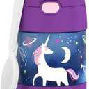 THERMOS FUNTAINER Insulated Food Jar, 10 Ounce, Kid Friendly Food Jar with Foldable Spoon, Space Unicorn
