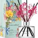 COCODOR Flower Reed Diffuser Set / 6.7oz / Lovely Peony/Scent Diffuser with Sticks Home Fragrance Reed Diffuser for Bathroom Shelf Decor for Women (Real Flower/6.7Ounce/1Pack)