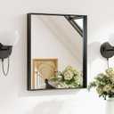 Keonjinn Black Bathroom Mirror 16 x 20 Inch, Metal Framed Small Black Mirror, Rectangular Wall Mount Mirrors Square Corner, Modern Farmhouse Bathroom Vanity Mirrors for Over Sink(Horizontal/Vertical)