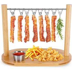 Bacon Display Rack, Bacon Holder with Bacon Serving Dissents, Suspended Exquisite Bacon Holder, Bacon Tray for Bacon Gifts, Birthday Parties, Party Activities, Countertop Display Of Bacon Rack