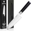 Babish 6.5 Inch Santoku Knife High Carbon 1.4116 German Steel Kitchen Knife Razor Sharp Blade Durable Precision Cutlery for Slicing Dicing Chopping Vegetables Meat and Fish