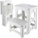 Folding 2-Step Stool for Adults Kids Non-Slip Collapsible Portable Step Stool for Kitchen Home Toilet Bedroom Office Bathroom Rv,Holds 300 Lbs(White)