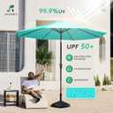 JEAREY 9FT Outdoor Patio Umbrella Outdoor Table Umbrella with Push Button Tilt and Crank, Market Umbrella 8 Sturdy Ribs UV Protection Waterproof for Garden, Deck, Backyard, Pool (Peacock Blue)