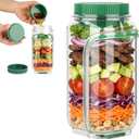 2026 New Side-Opening Salad Mason Jar, Upgrade Leak-Proof Portable Meal Prep Container with Dressing Compartment, Perfect for Home, Office & Travel Lunches (Green)