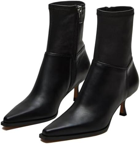 SOVANYOU Women's Dressy Ankle Boots Pointed Toe Kitten Heel Booties with Side Zipper Stylish Comfortable Black Short Boots, Size: 9