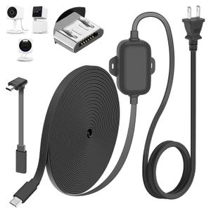 delilyn 25FT Outdoor Power Adapter for WYZE Cam V4/Cam OG/V3/V3 Pro, L-Shape Micro USB Extension Cable for WYZE Cam Pan V3, IP67 Waterproof Flat Cable Charge Your Camera