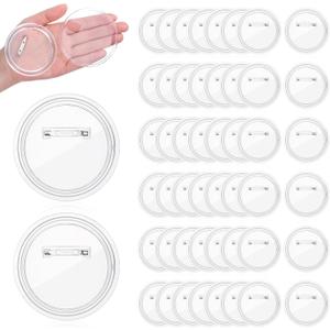 50 Pcs 3 Inch Clear Acrylic Button Pins for DIY Crafts, Badge Maker Kit with Blank Paper Easy Assembly Reusable Design Pins Buttons Badges Kit DIY Craft Activities