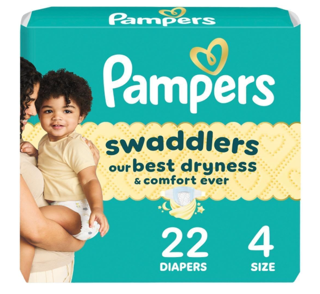Pampers Swaddlers Diapers, Size 4 (1534 lbs), 22 Count, Absorbent, Keeps Baby Dry and Comfortable, Skin Safe Disposable Baby Diaper 