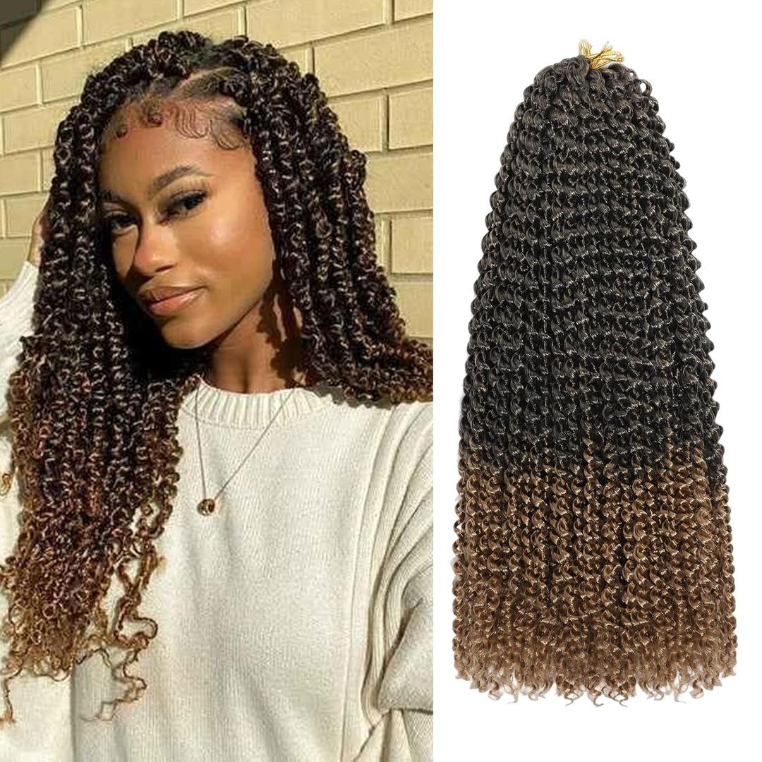 Passion Twist Hair 14 Inch 8 Packs Water Wave Crochet Hair Bohemian Braiding Hair for Boho Locs Pre Looped Crochet Braids Hair for Black Women T/27#