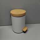 Small Bathroom Trash Can with Natural Bamboo Lid Soft Close3 Liter / 0.8 GallonStainless Steel Garbage Can with Removable Inner Bucket andStep PedalWhite