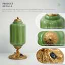 Milk Glass Touch Table Lamp, Vintage Brass Green Lamp with 3-Way Dimmable Lighting, USB A&C Charging Ports, Modern Nightstand Bedside Lamp for Bedroom Living Room Desk, LED Bulb Included