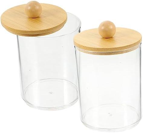 HOLIDYOYO 2pcs Clear Acrylic Makeup Pad Box with Lid Multi Functional Cotton Swab Storage Holder for Bathroom Bedroom and Office Compact and Stylish Organizer for Items