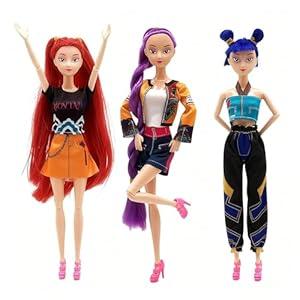 DEAXLife Demon Hunters Toys Action Dolls Set, 11.5inch Poseable Dolls with Movable Joints, 3Pack Collectible Model Toys for Fans and Kids Game Gift