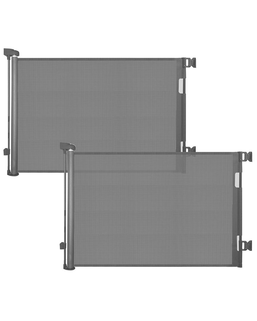 dearlomum 2 Pack Retractable Baby Gate,Mesh Baby Gate or Mesh Dog Gate,33"" Tall,Extends up to 55"" Wide,Child Safety Gate for Doorways, Stairs, Hallways, Indoor/OutdoorGrey,33""x55"", Gray (33x55 Inch (2 Pack))