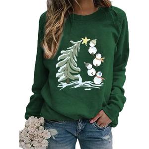 Yimoya Leopard Merry Christmas Tree Sweatshirt Womens Plaid Holiday Merry Blouse Xmas Tops (Large, Green-snow)