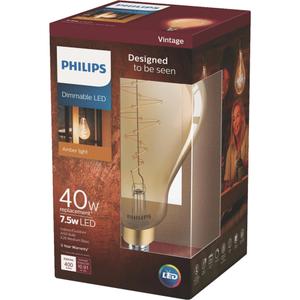 Philips 40Watt Equivalent A50 Dimmable Vintage Glass Edison LED Large Bulb 2000K