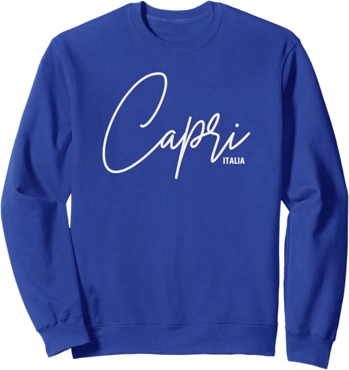 Capri Italia Italy Classic Graphic Designer Fashion Souvenir Sweatshirt (Small, Black)