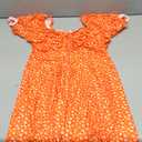 Missufe Women's Puff Short Sleeve Fit and Flare Casual Drawstring Floral Mini Sun Dresses 2025 Summer Vacation (S, Orange)