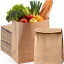 Brown Paper Bags Bulk 100 Pack, 9.8 x 5.5 x 13",16lb Medium Kraft Shopping Bags for Business, Retail Store Supplies, Restaurant Takeout, Gift Merchandise Packaging, Recyclable Grocery Bags