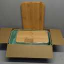 2 Pcs Extra Large Bread Box with Slicer, Metal Farmhouse Bread Storage Container with Bamboo Cutting Board Lids Multi-Size Breadbox Set for Kitchen Countertop (Sage Green)