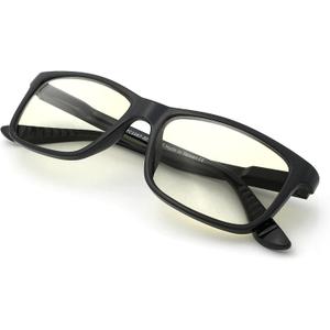J+S Vision Blue Light Blocking Glasses for Men Women | Computer Gaming Work| Anti Strain Fatigue UV Glare | Medium-Small Fit (Haka Rectangle Black - Low Color Distortion Lens (Lcd) - Medium Fit)