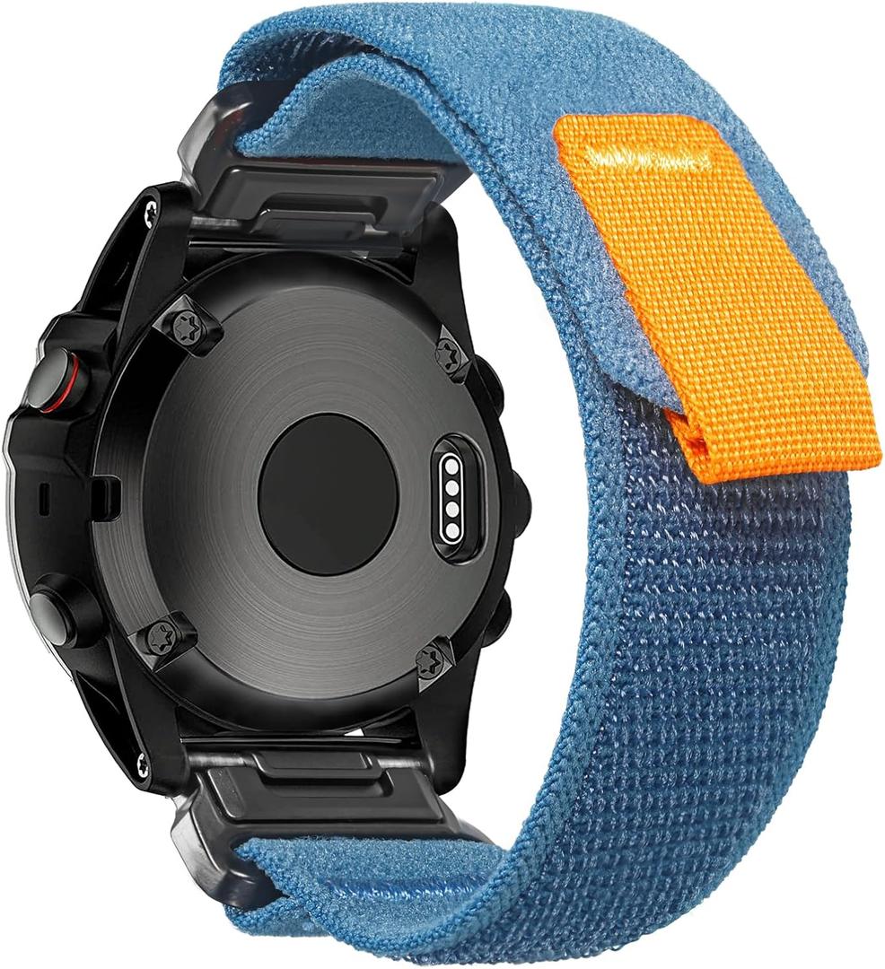 Compatible With Garmin, Trail Loop Nylon Sport Band For fnix/Forerunner/Approach/MARQ/quatix/D2 Series Tough Replacement Band For Men (22mm, Blue)
