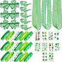 2 x 150PCS St Patricks Day Accessories, St. Patrick's Day Glasses Bracelets Tattoos Beads, Shamrock Saint Patricks Parade Throw, Irish Glasses Bracelets Tattoos Beads Stuff Bulk, Party Favor Decorations (Green)